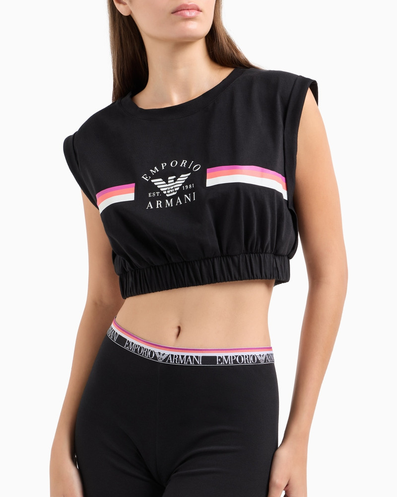 ASV ICONIC ORGANIC-COTTON LOUNGEWEAR CROP TOP WITH LOGO BAND 5