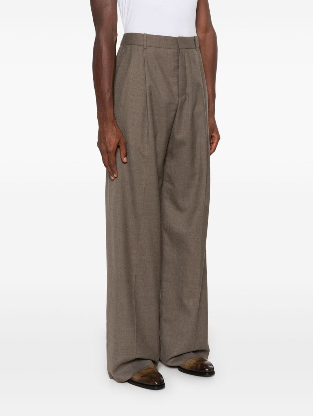 wide-leg wool trousers - 3