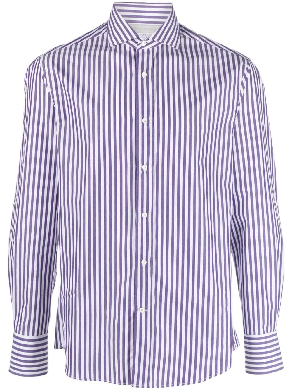 striped long-sleeve cotton shirt - 1