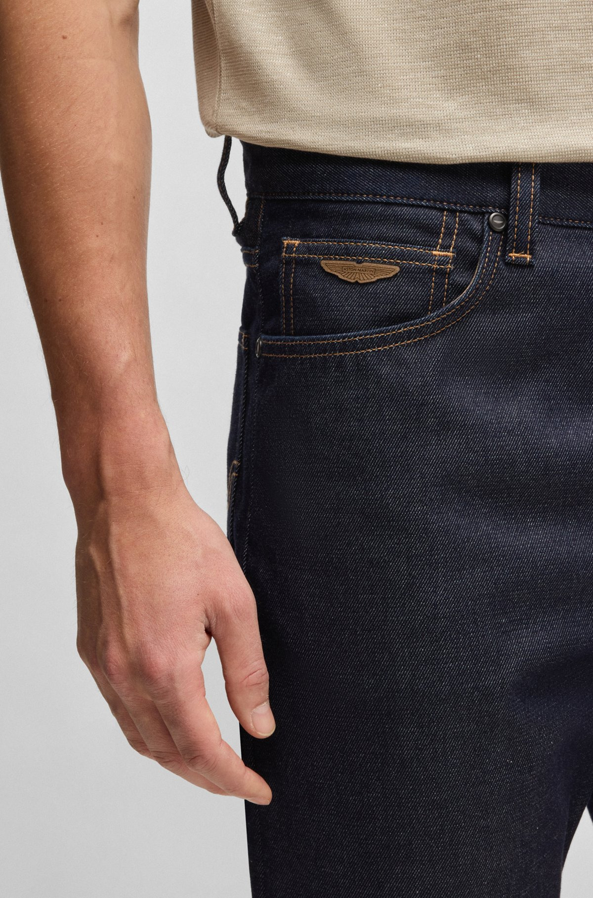 BOSS X ASTON MARTIN REGULAR-FIT JEANS WITH CARBON-FIBER YARN - 5