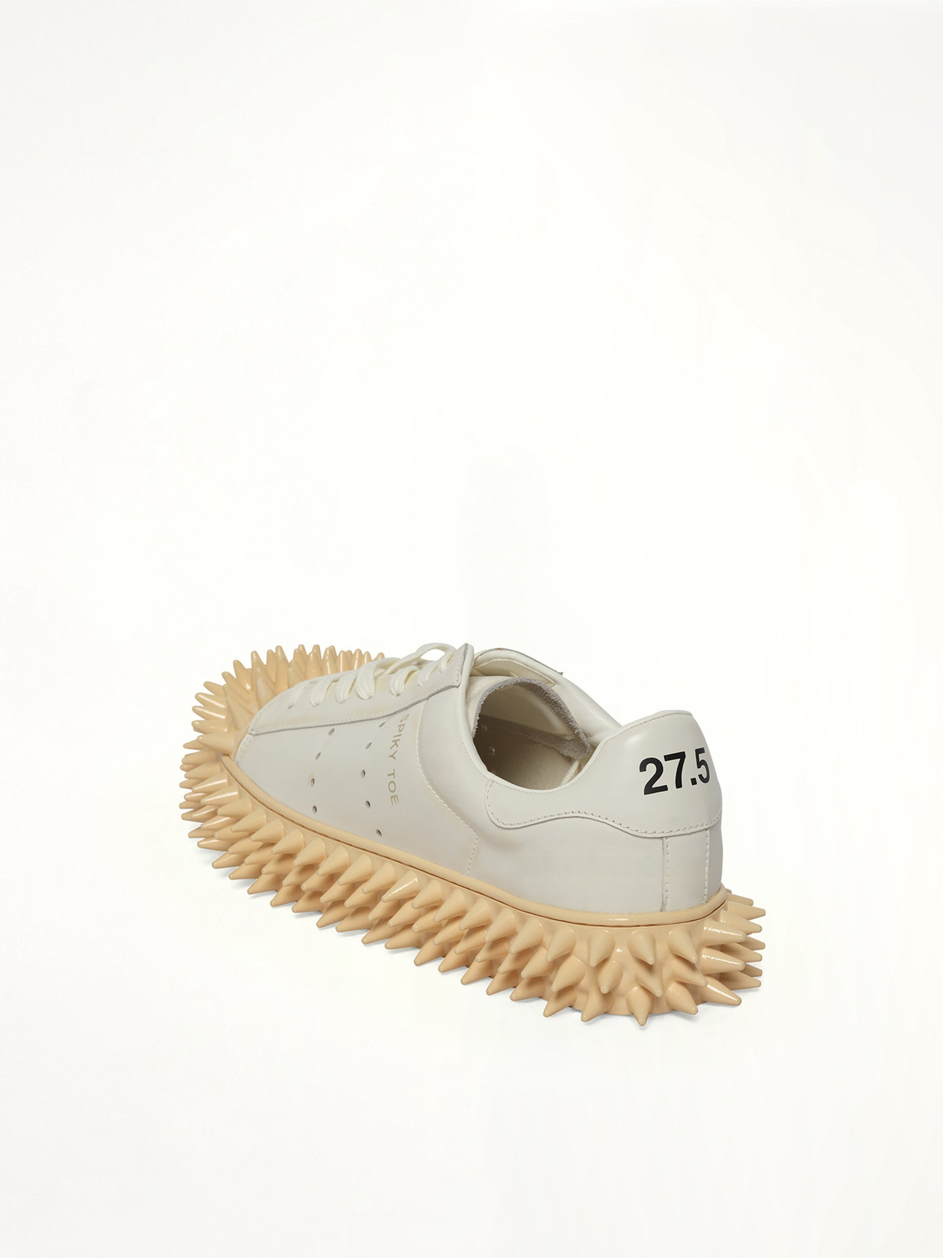 Spiky Leather Sneaker in White - 3