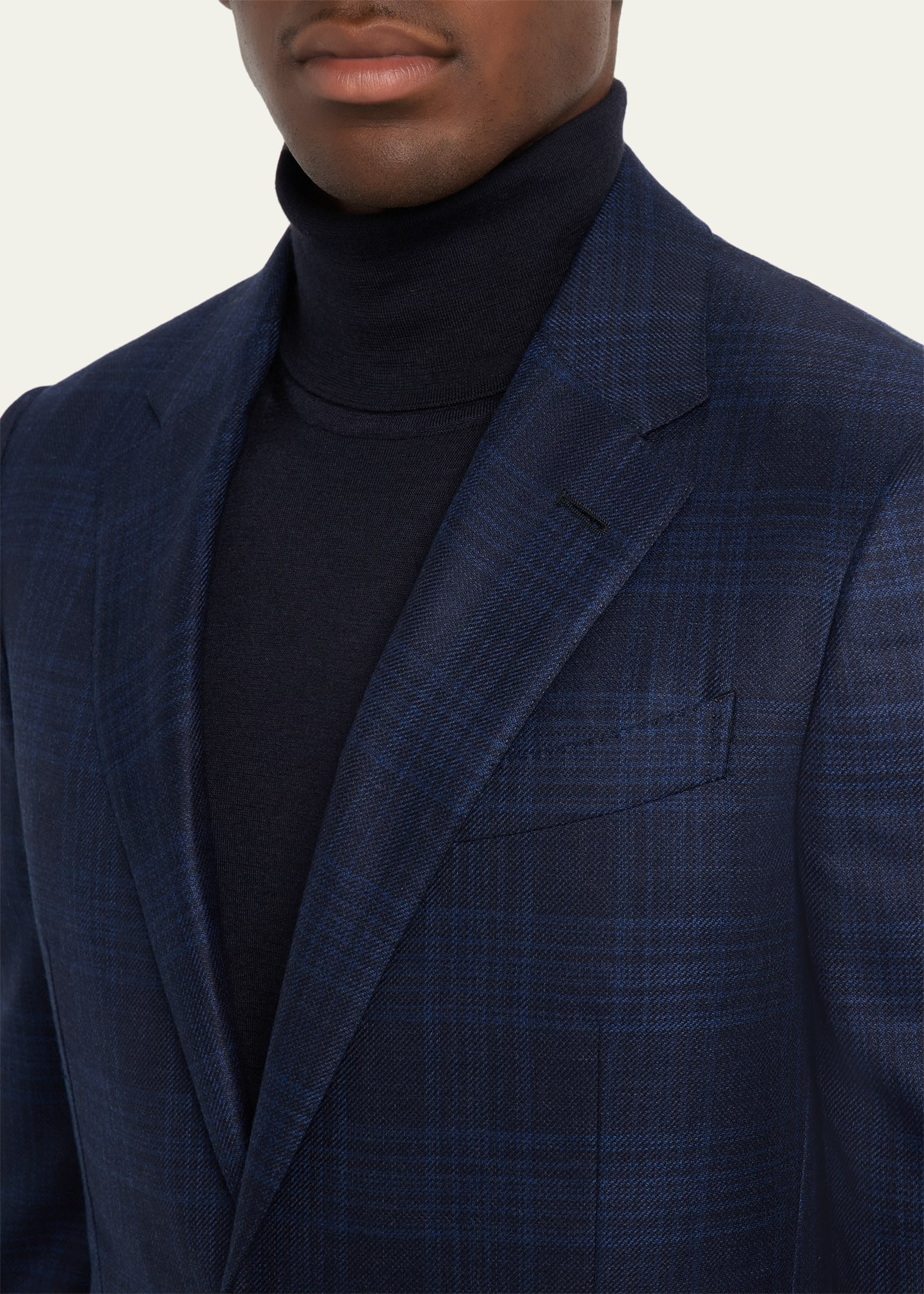 Men's Wool Tonal Plaid Single-Breasted Sport Coat - 6