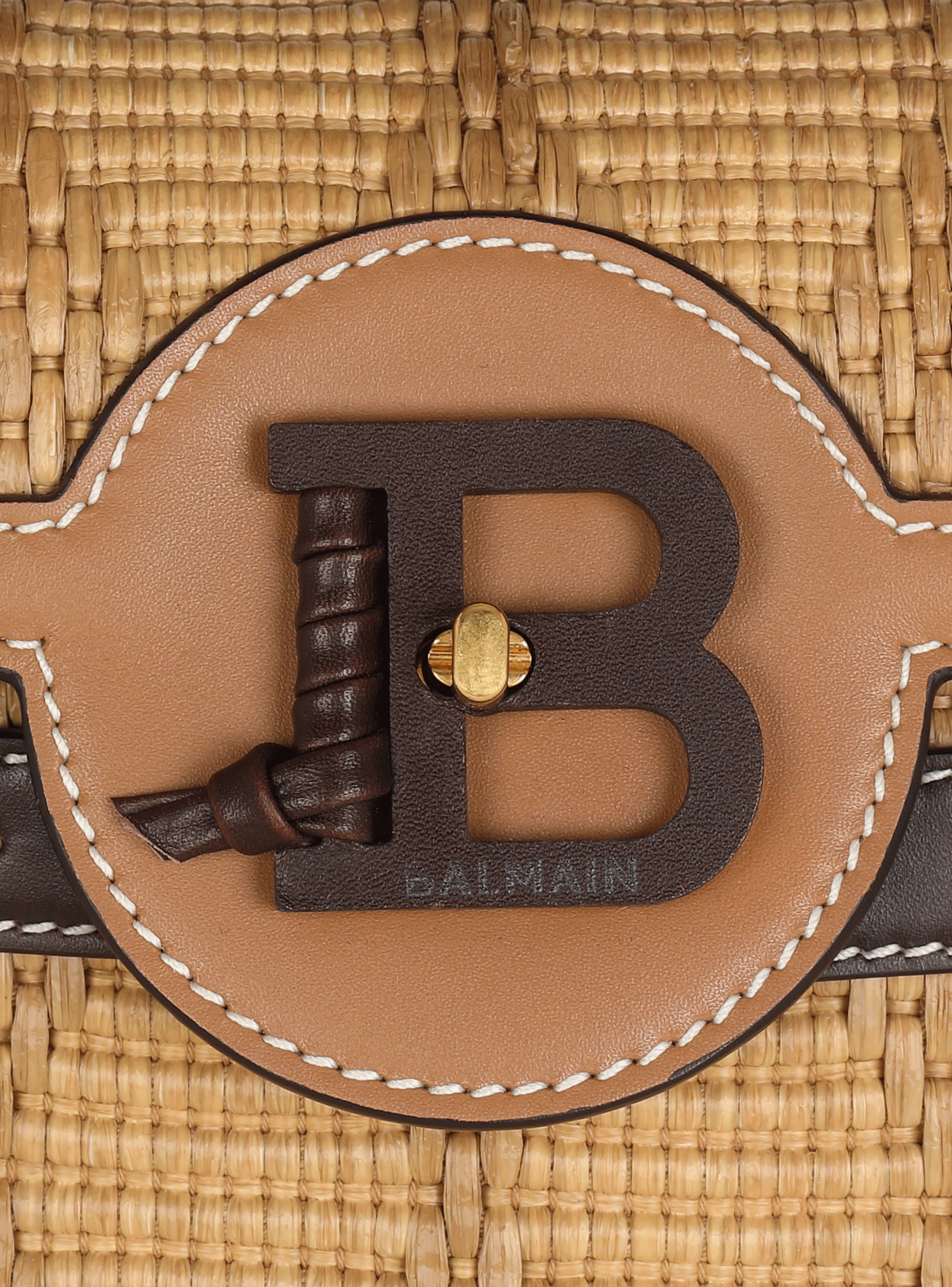 B-Buzz 23 leather and raffia bag - 7