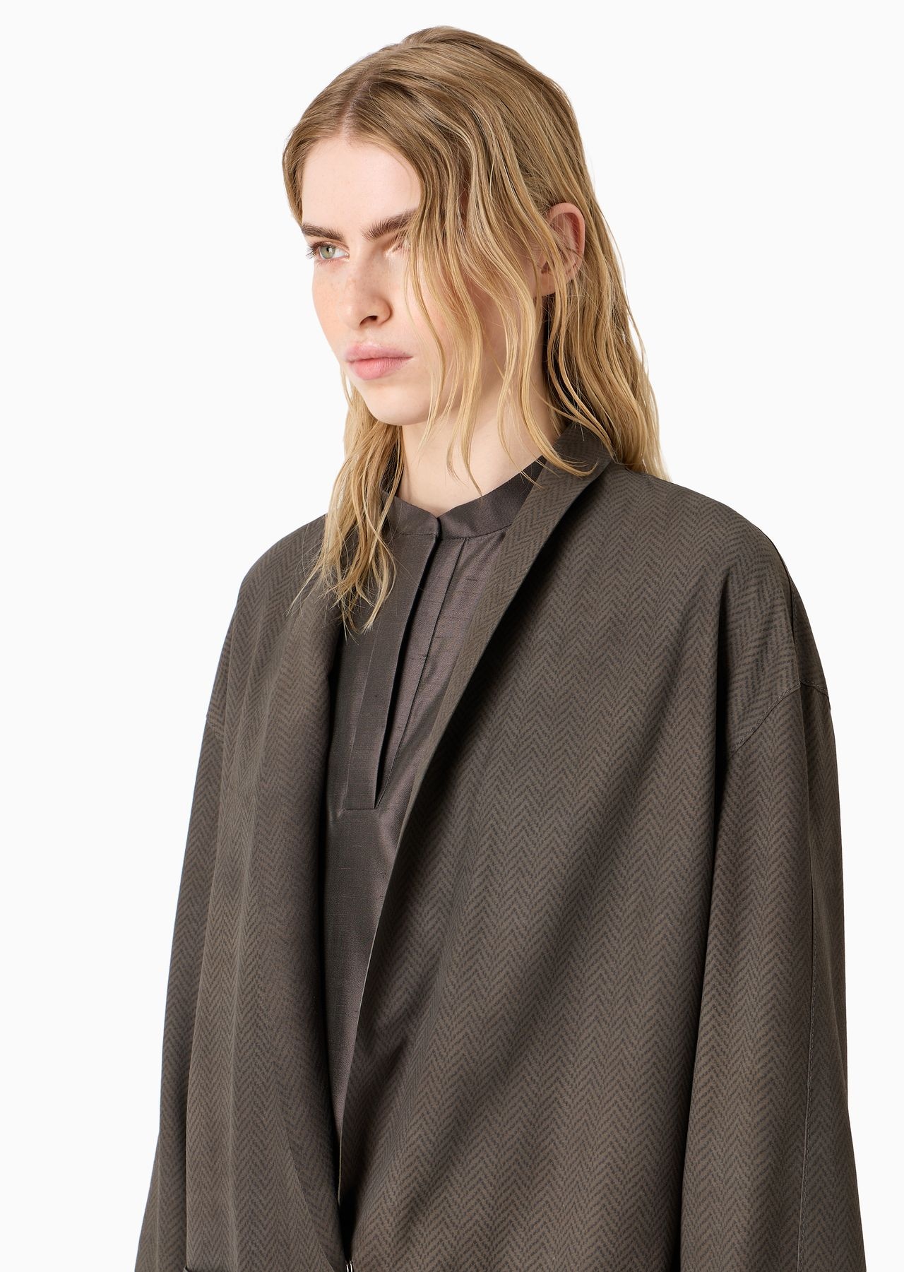 Single-breasted jacket in chevron-print suede - 5