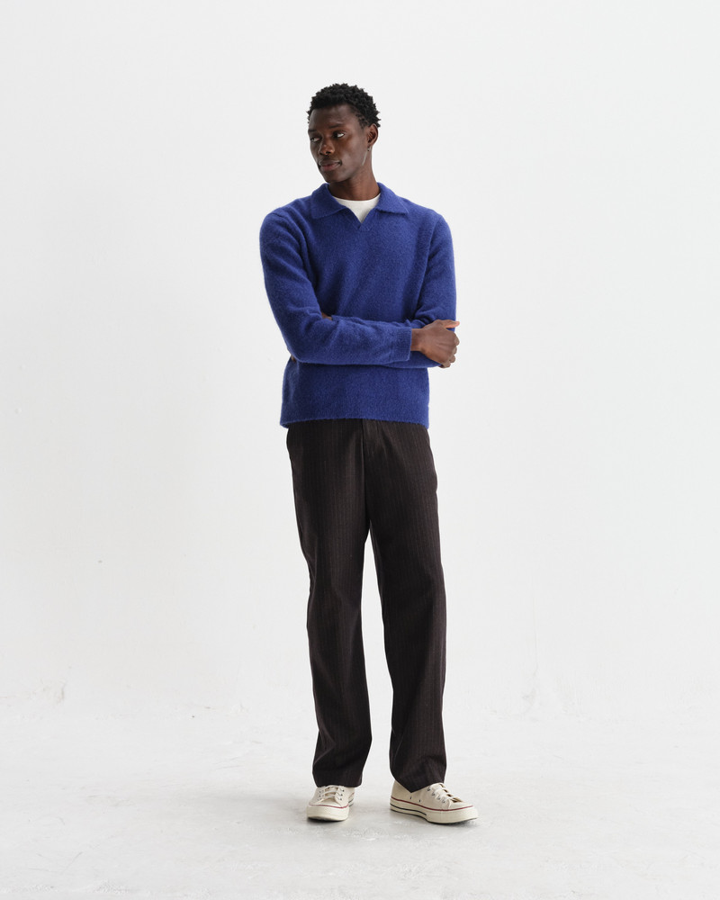 Carter - Blue Open Collar Fluffy Wool Knit Polo 5