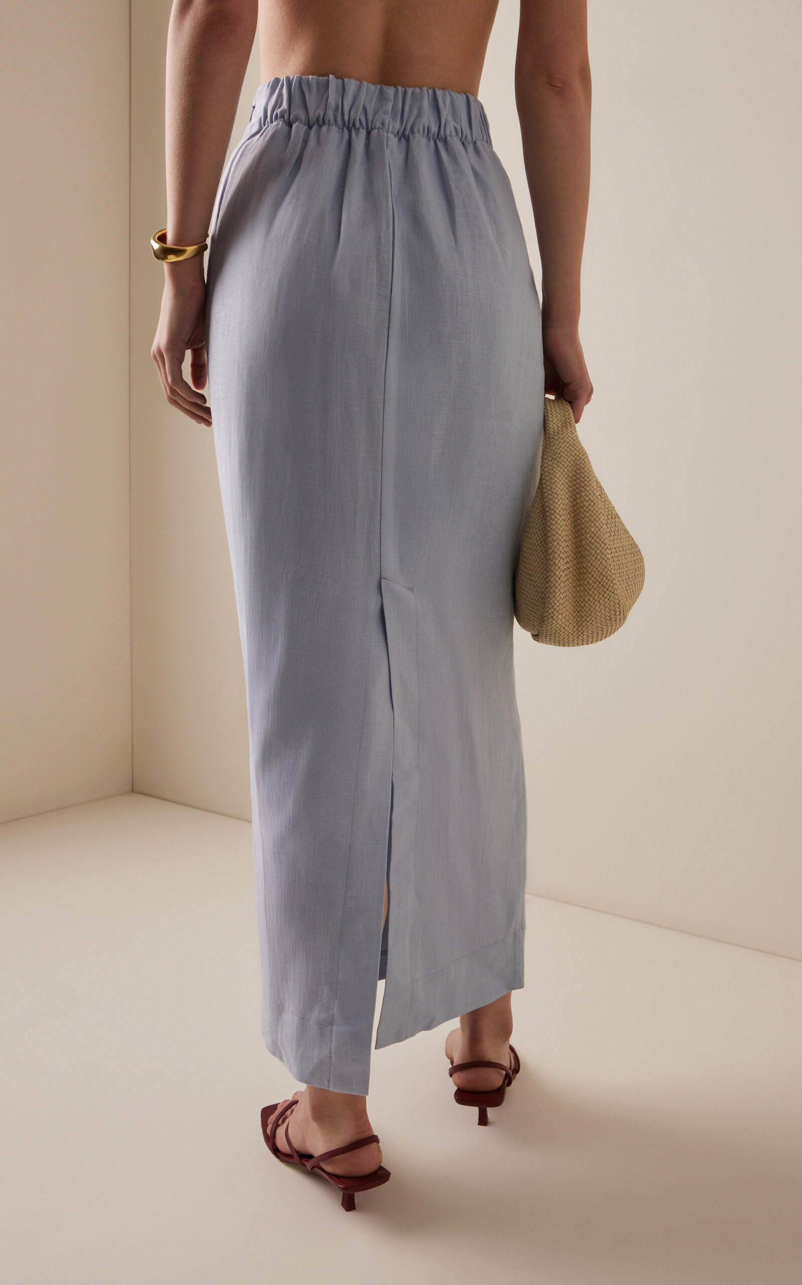 Exclusive Riviera Emma Linen Maxi Skirt blue - 4