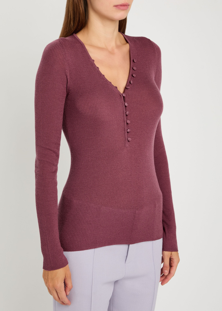 Chloe Ribbed-knit Wool top - 2