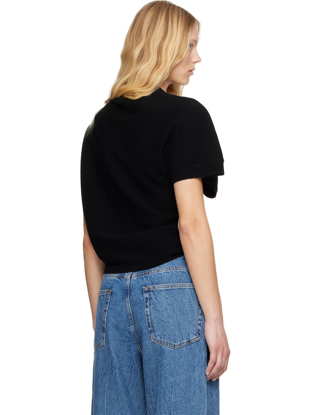 Black Deconstructed Knitted T-shirt - 3