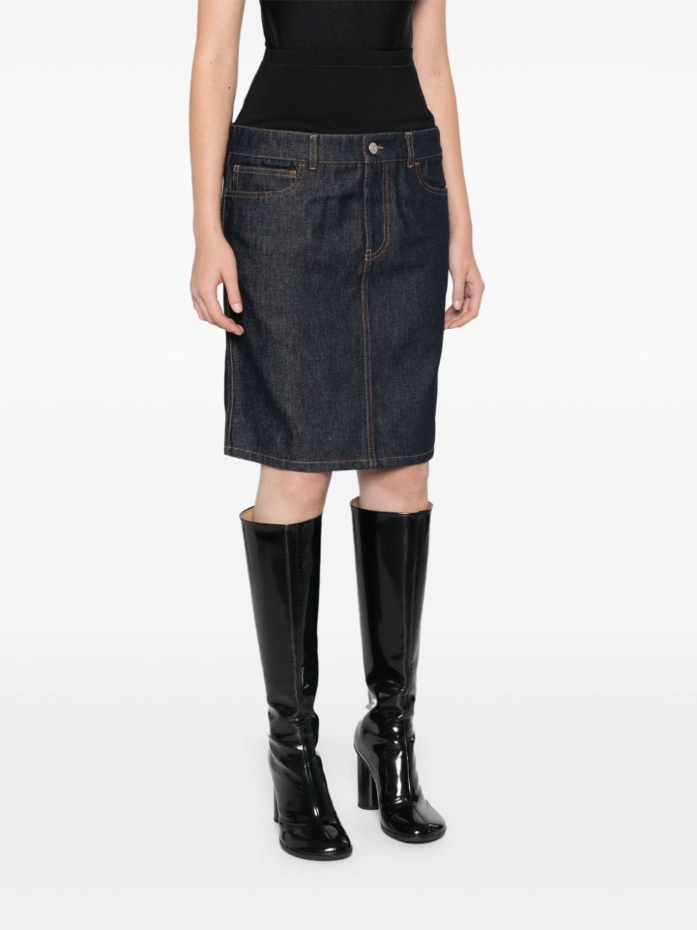 hybrid denim midi skirt - 3