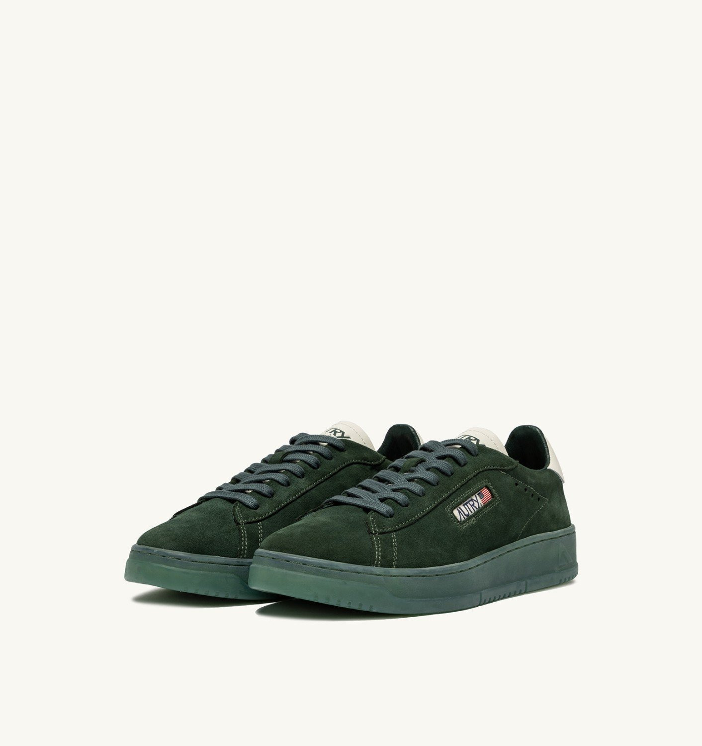 DALLAS LOW SNEAKERS IN MARSHMALLOW AND BOTTLE GREEN SUEDE - 4