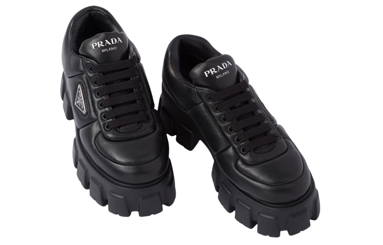 (WMNS) PRADA Monolith Brushed Leather Lace-up Shoes 'Black' 1E119N_2DL8_F0002_F_055 - 3