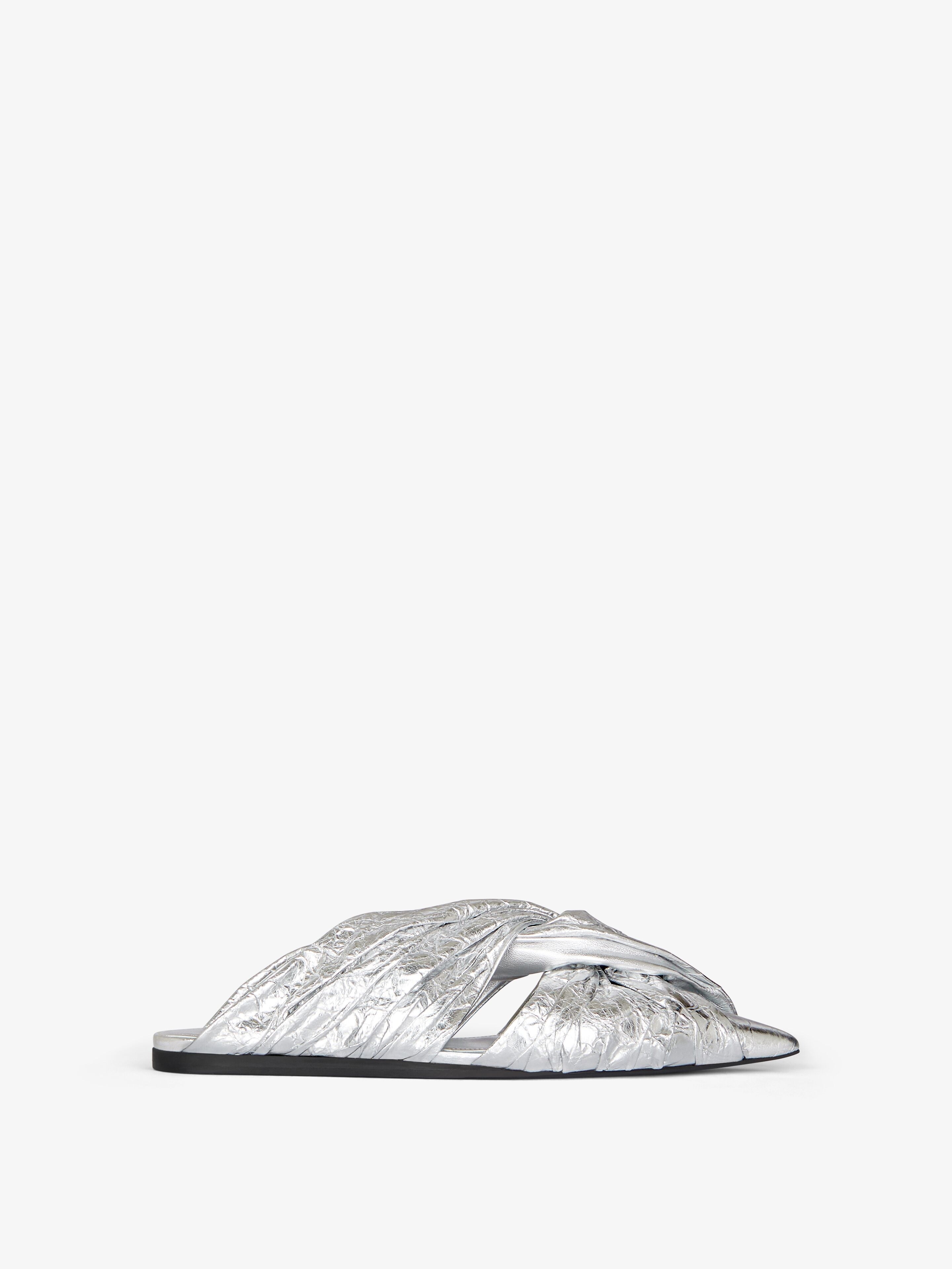 TWIST FLAT MULES IN LAMINATED LEATHER - 1