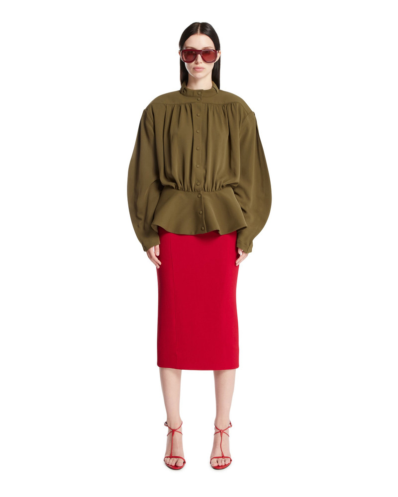 MUGLER Green Re/edit Peplum Top outlook