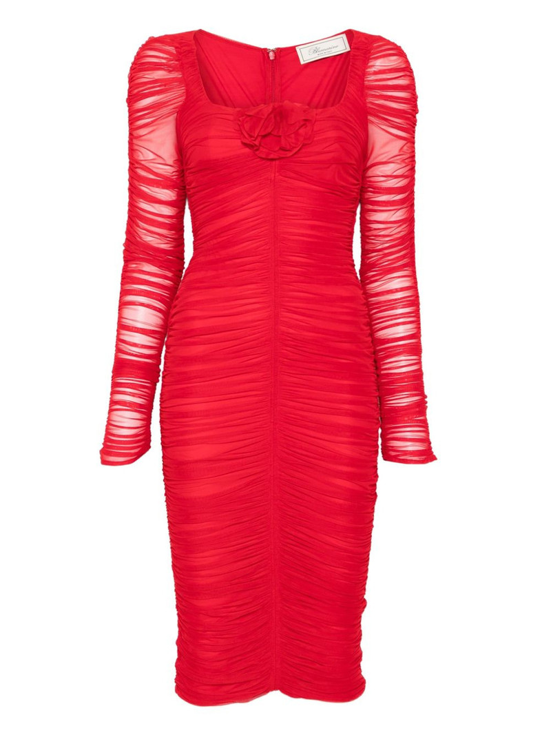 ruffled long-sleeved party dress 1
