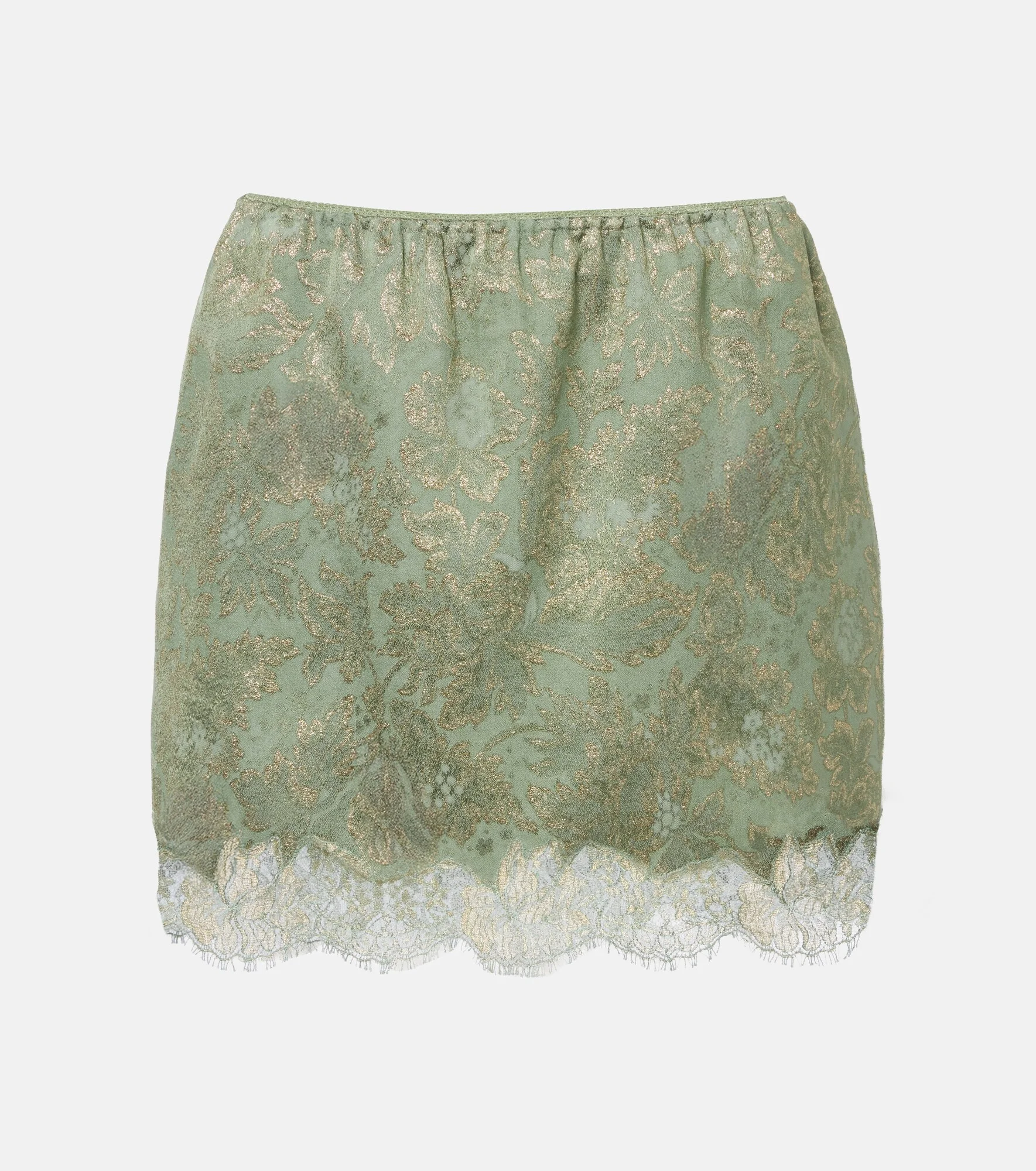 Lace-trimmed cotton-blend jacquard miniskirt - 1