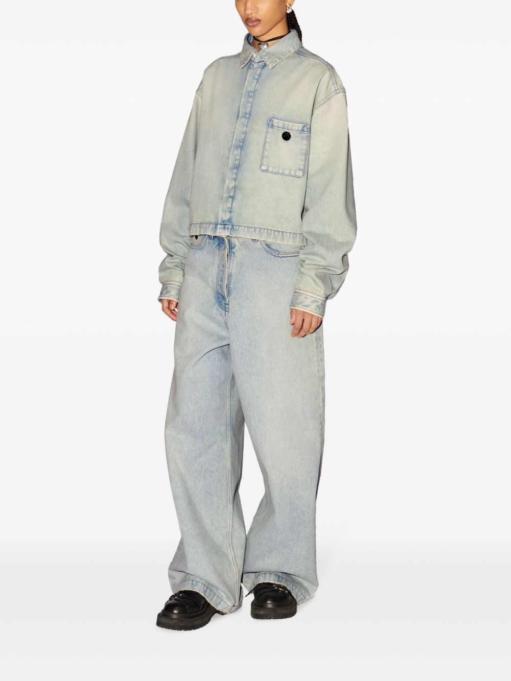 logo-appliquÃ© denim jacket - 2