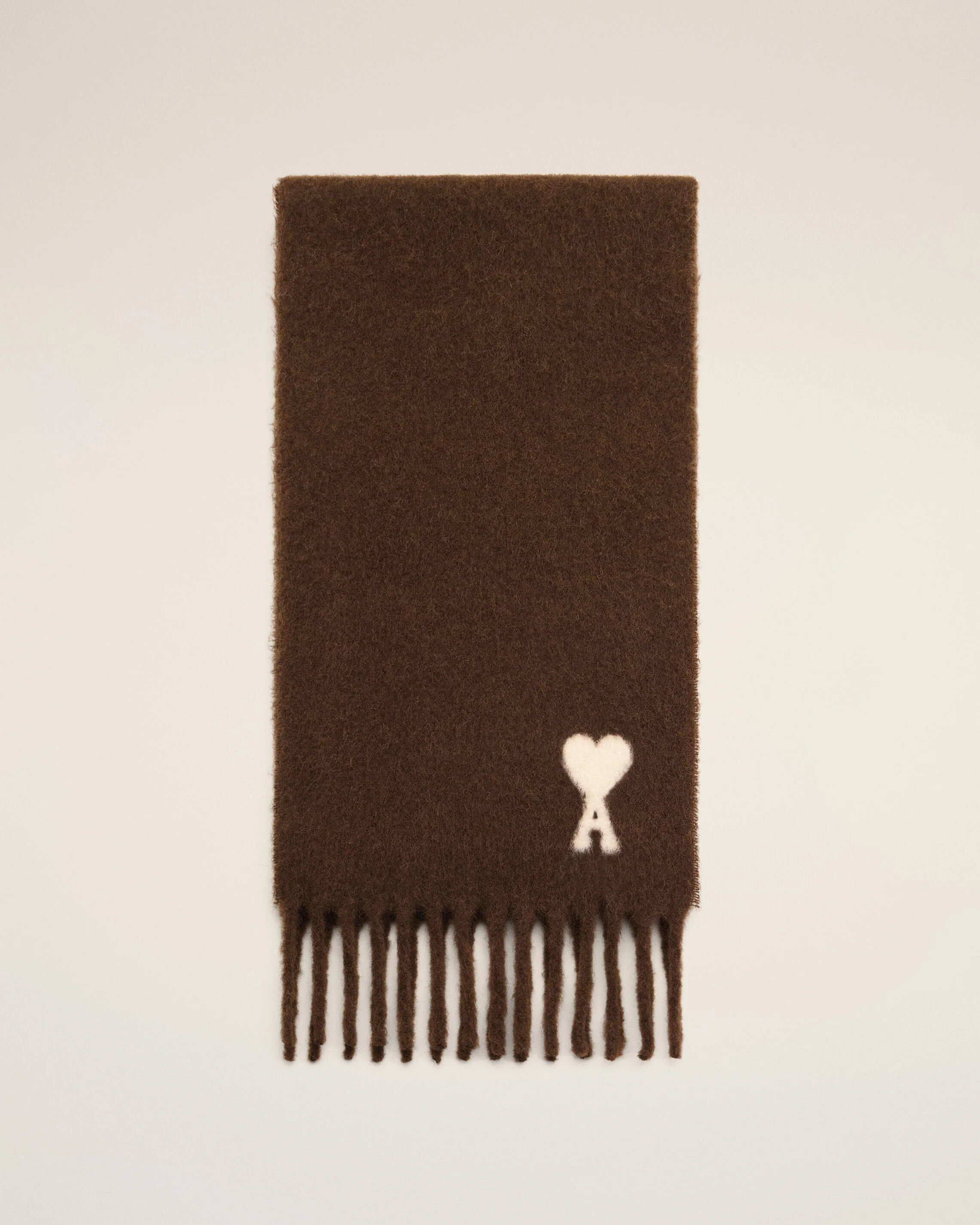 BROWN ALPACA SCARF WITH AMI DE COEUR - 1