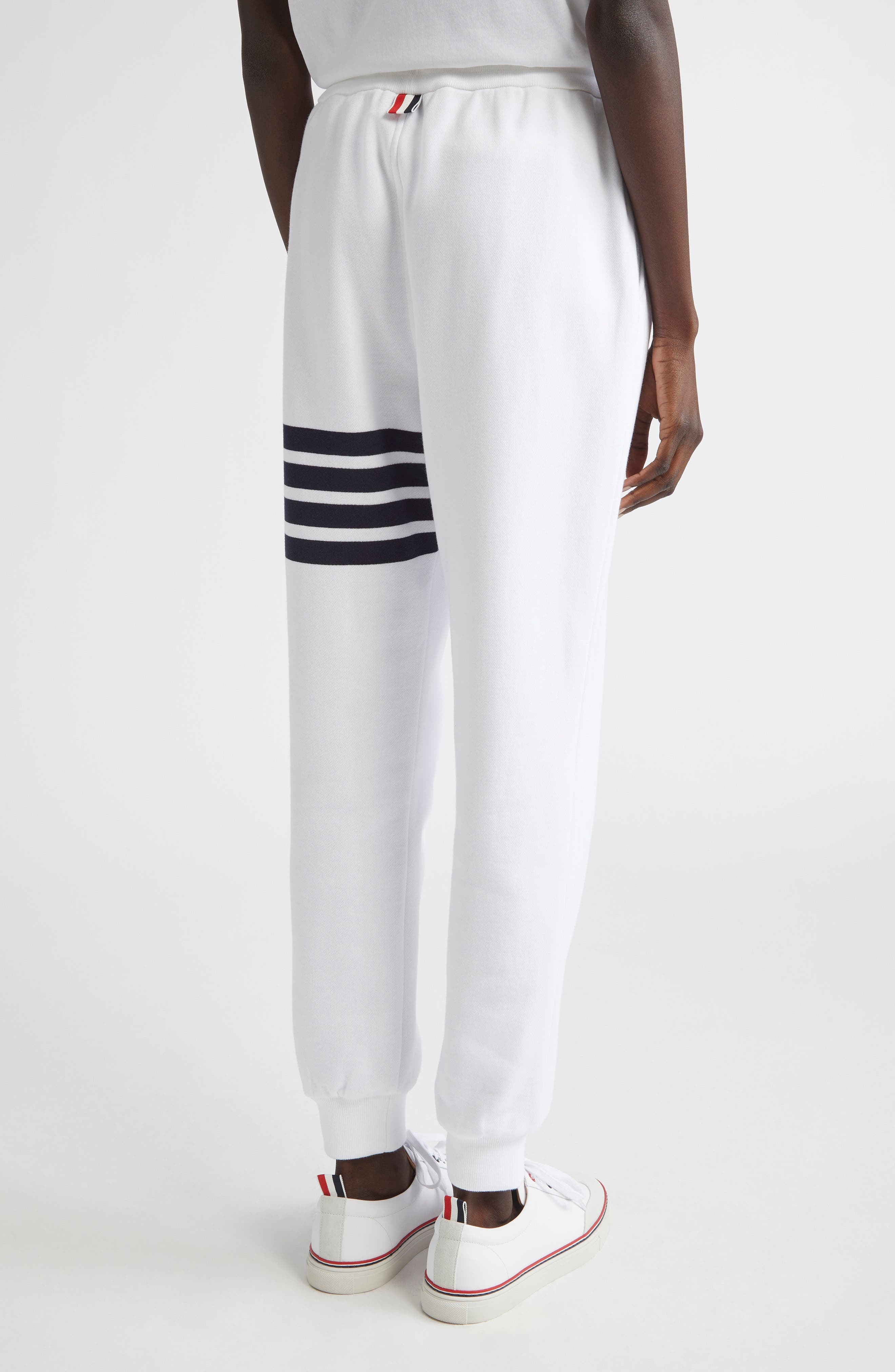 Thom Browne Classic 4-Bar Cotton French Terry Joggers in White /Navy at Nordstrom - 3