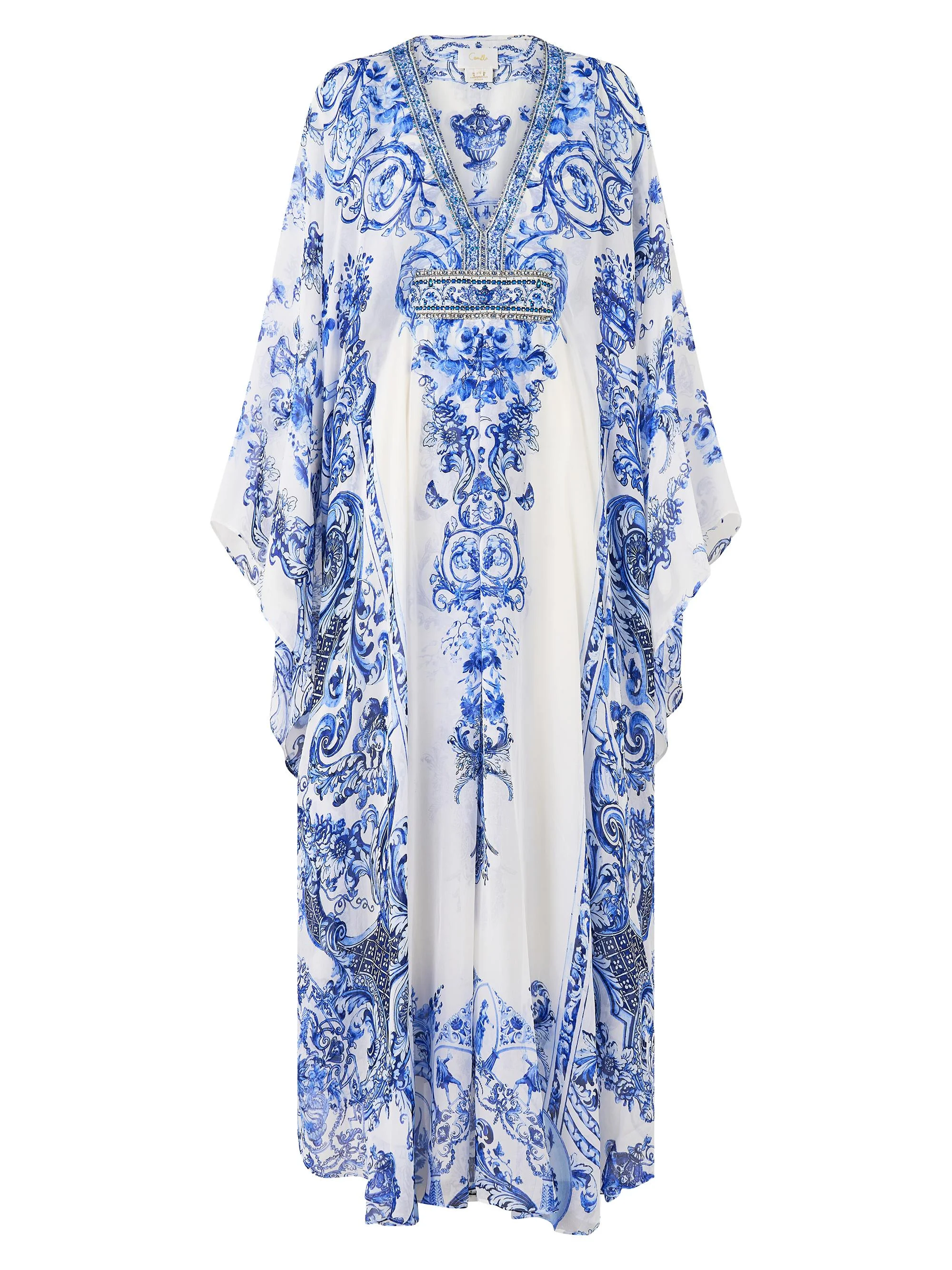 Women's Ceramic Panoramic Silk Long Caftan - Ceramic Panoramic - 1