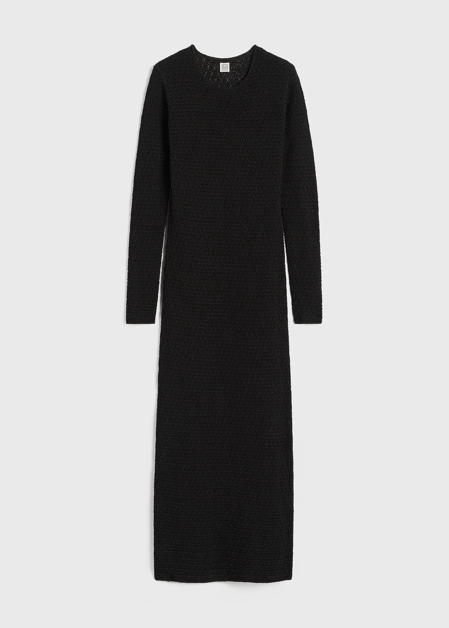 Long-sleeve crochet dress black - 1