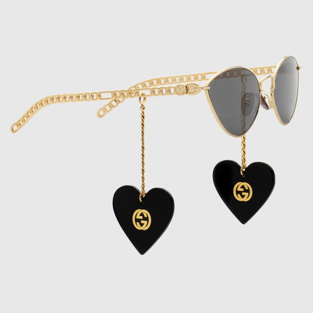 Cat eye sunglasses with heart shaped charms - 4