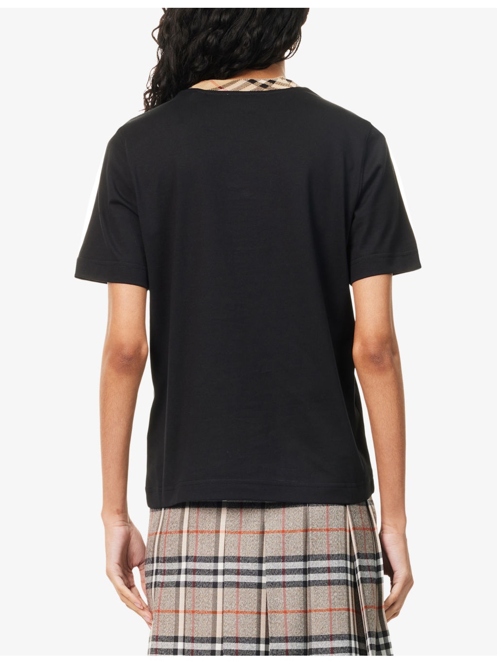 Boxy-Fit Check-Collar Cotton-Jersey T-shirt - 4