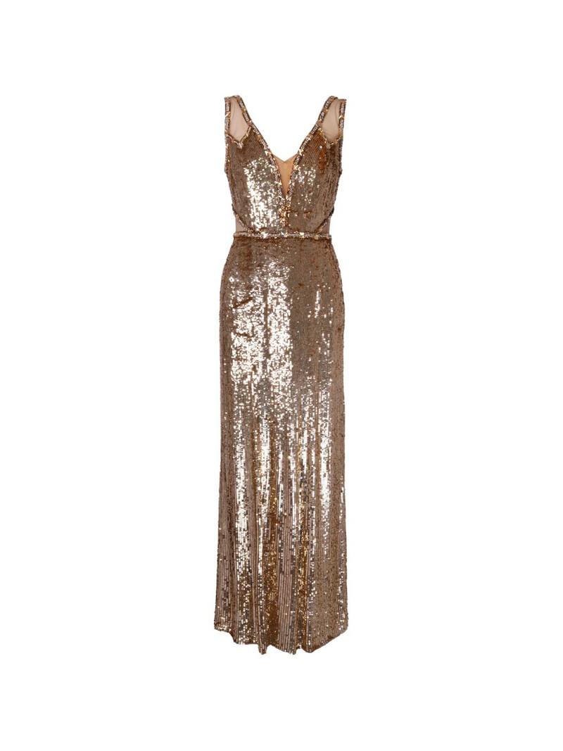sequin-embellished sheer-panelled dress 1
