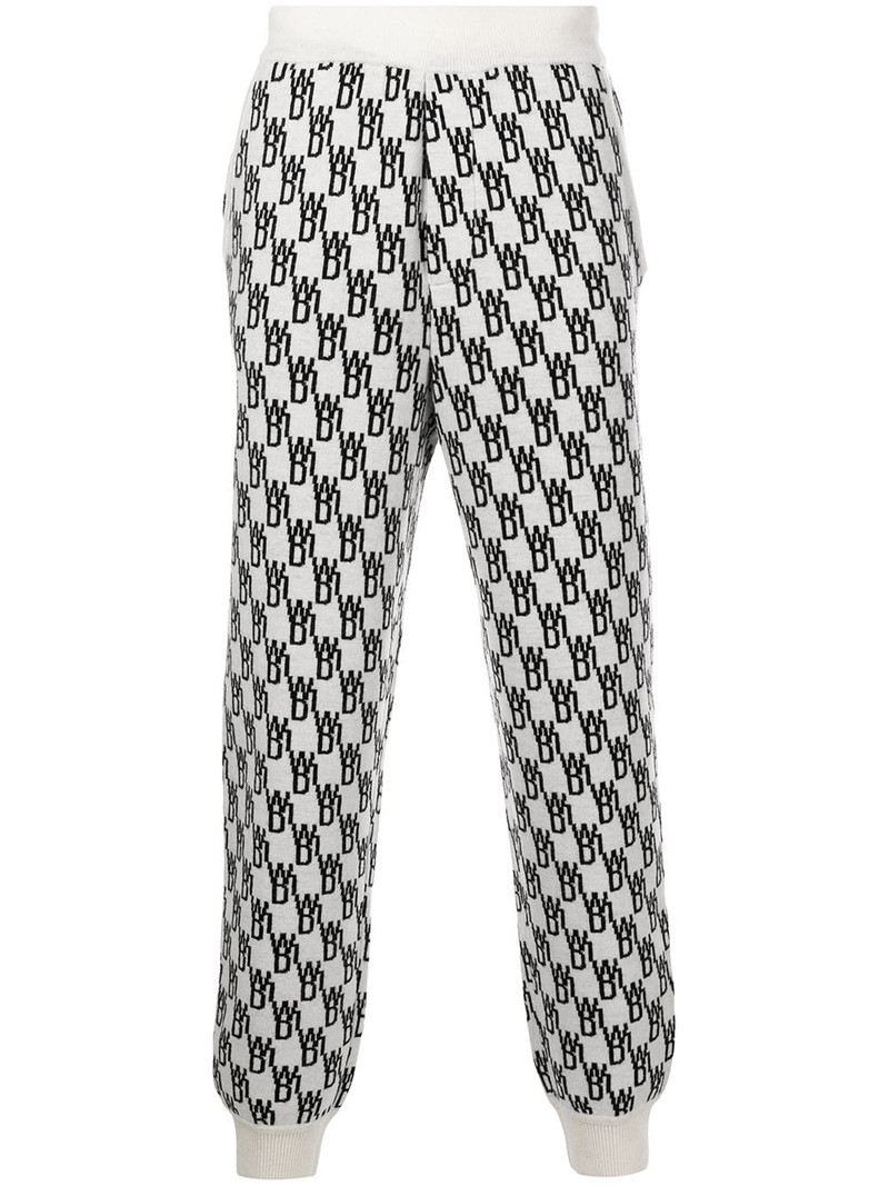 monogram intarsia-knit track pants 1