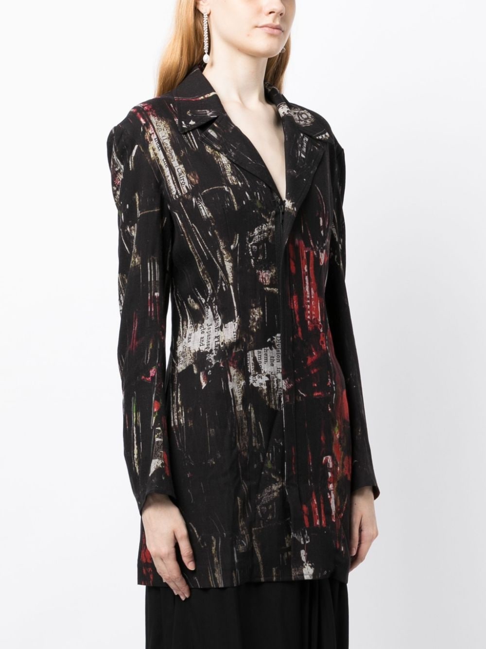 graphic-print zipped blazer - 3
