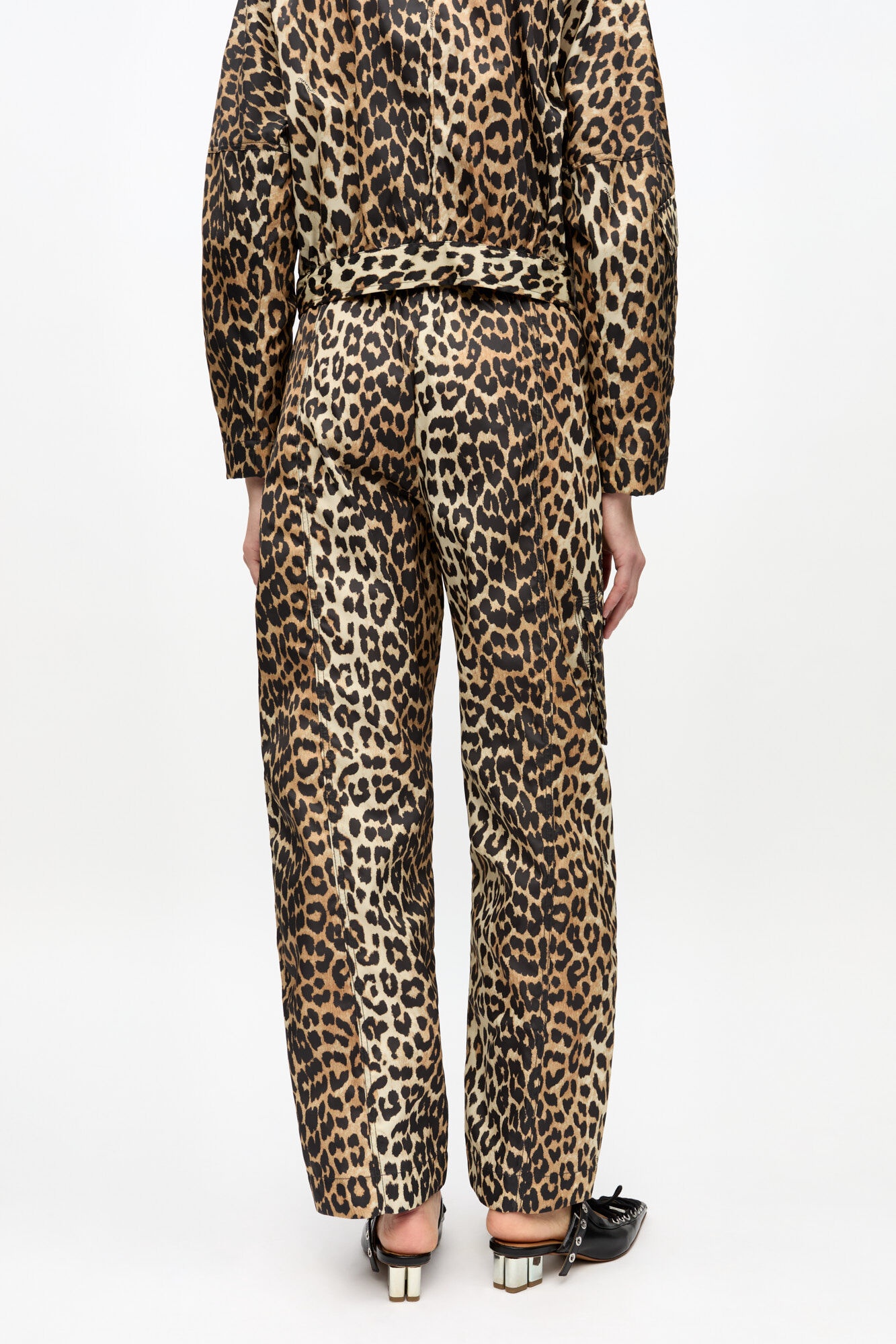 LEOPARD DUCHESSE NYLON CARGO PANTS - 4
