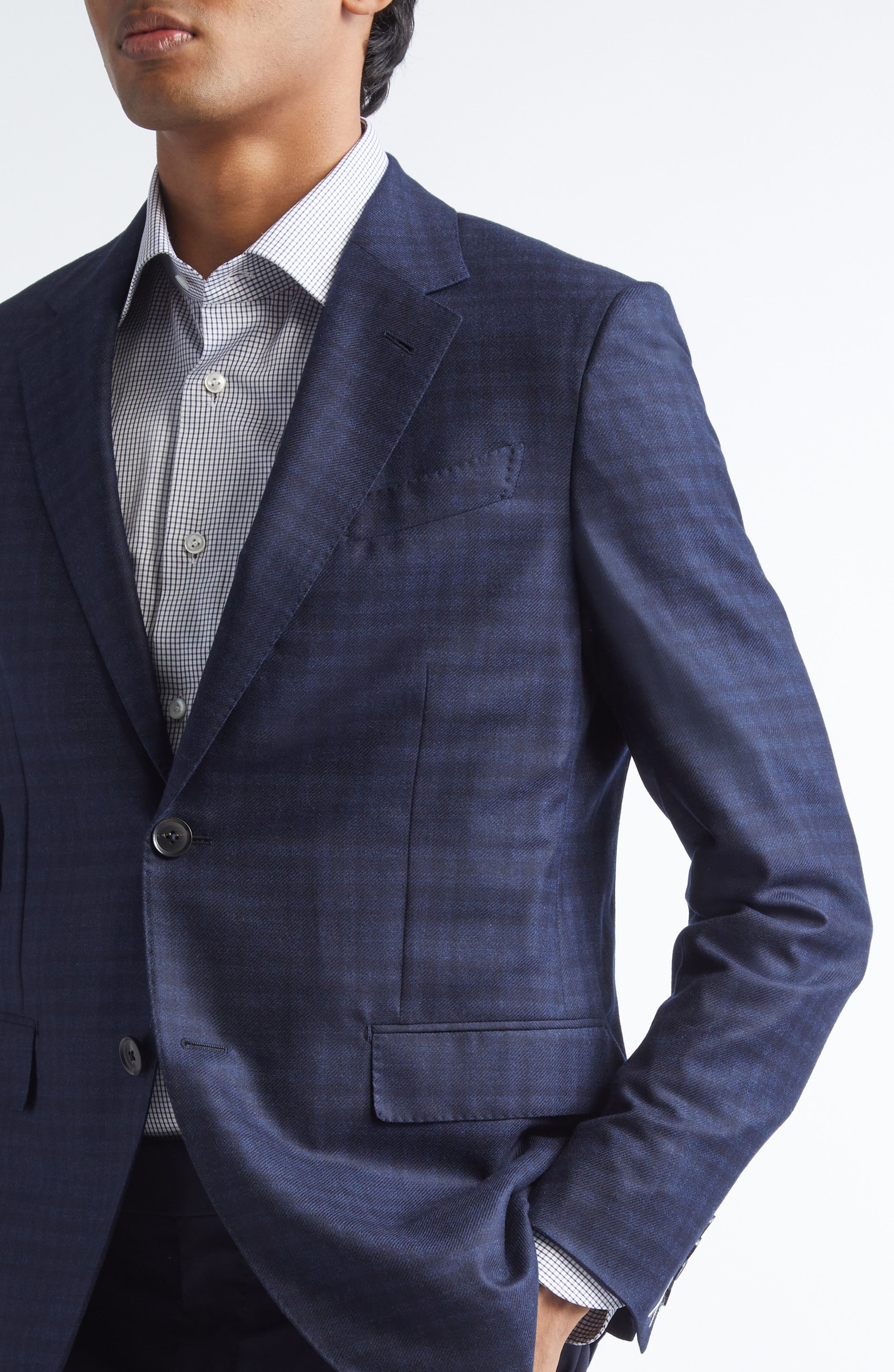 ZEGNA 15Milmil15 Microcheck Wool Sport Coat in Dark Blue at Nordstrom - 4