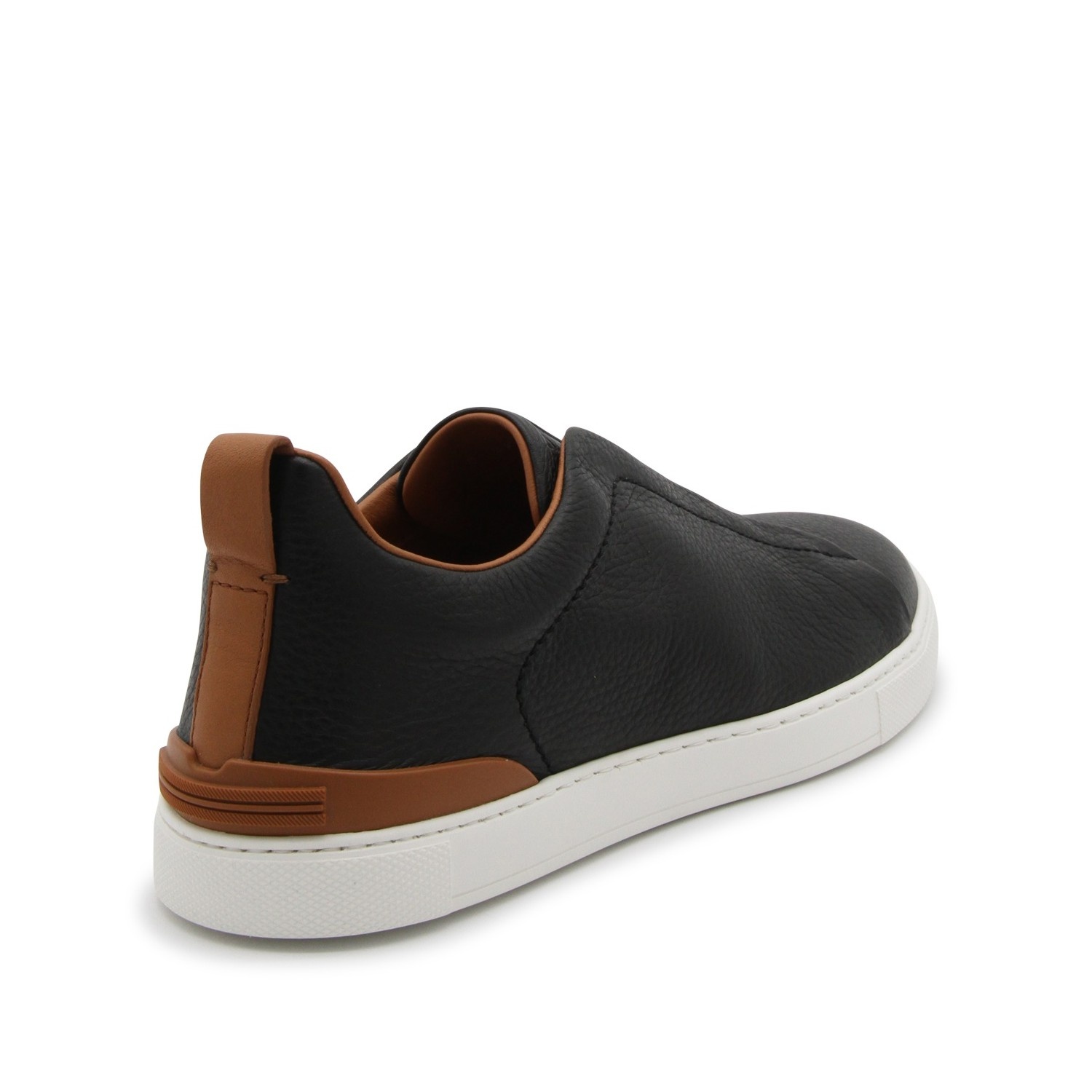 BLACK AND BROWN LEATHER SNEAKERS - 3