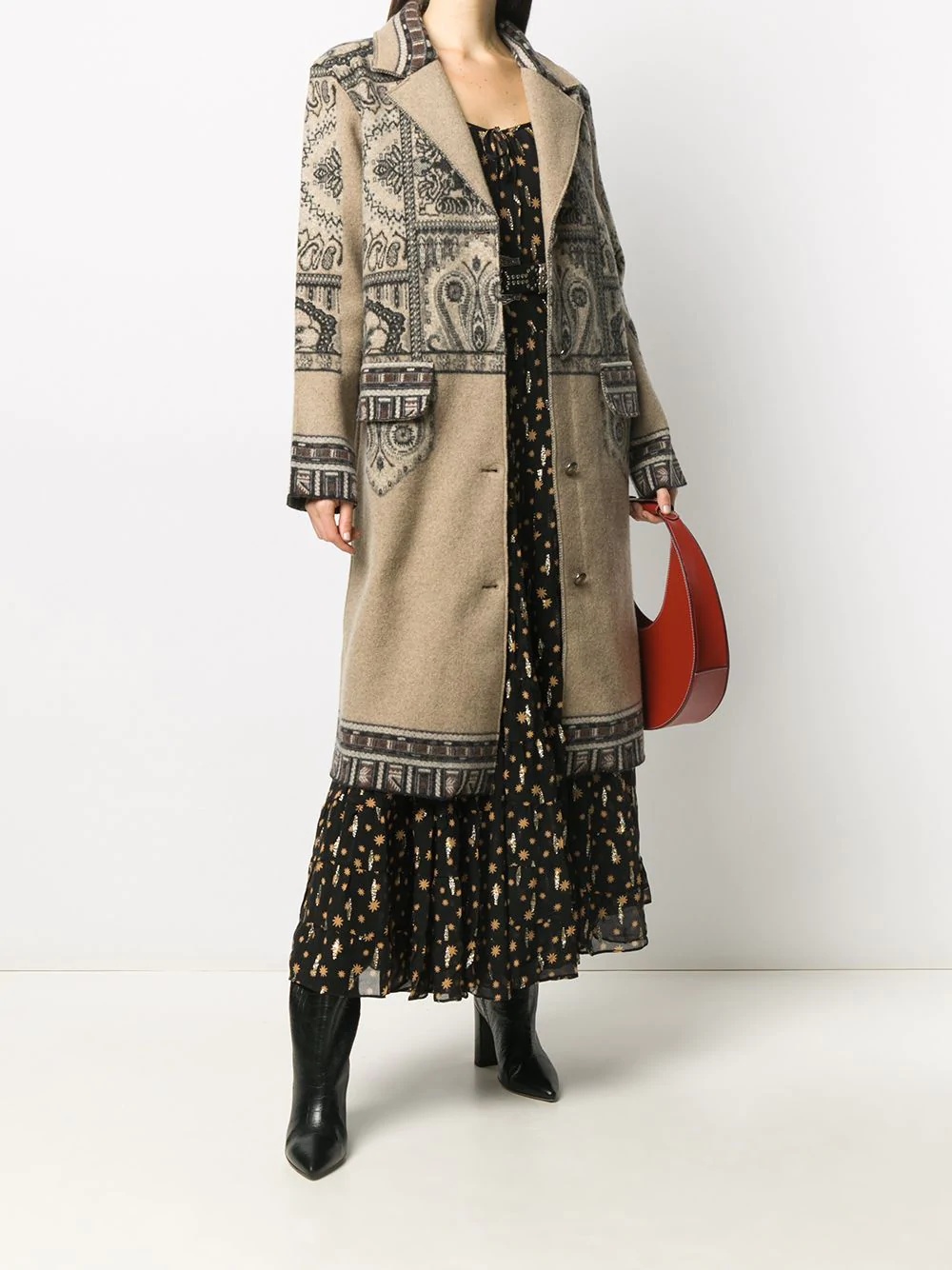 paisley print coat - 2