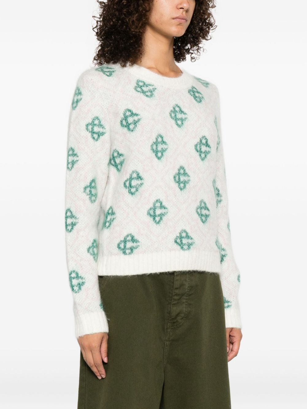 patterned crew-neck sweater - 3