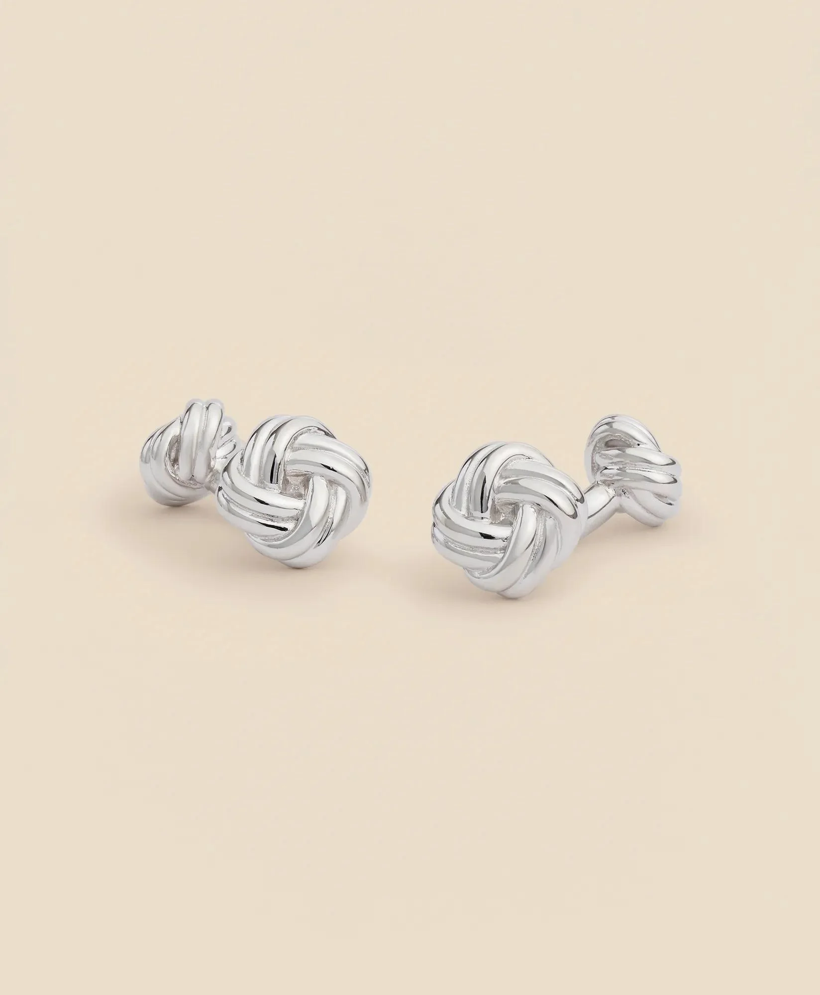 Sterling Silver Rhodium-Plated Knot Cufflinks - 1