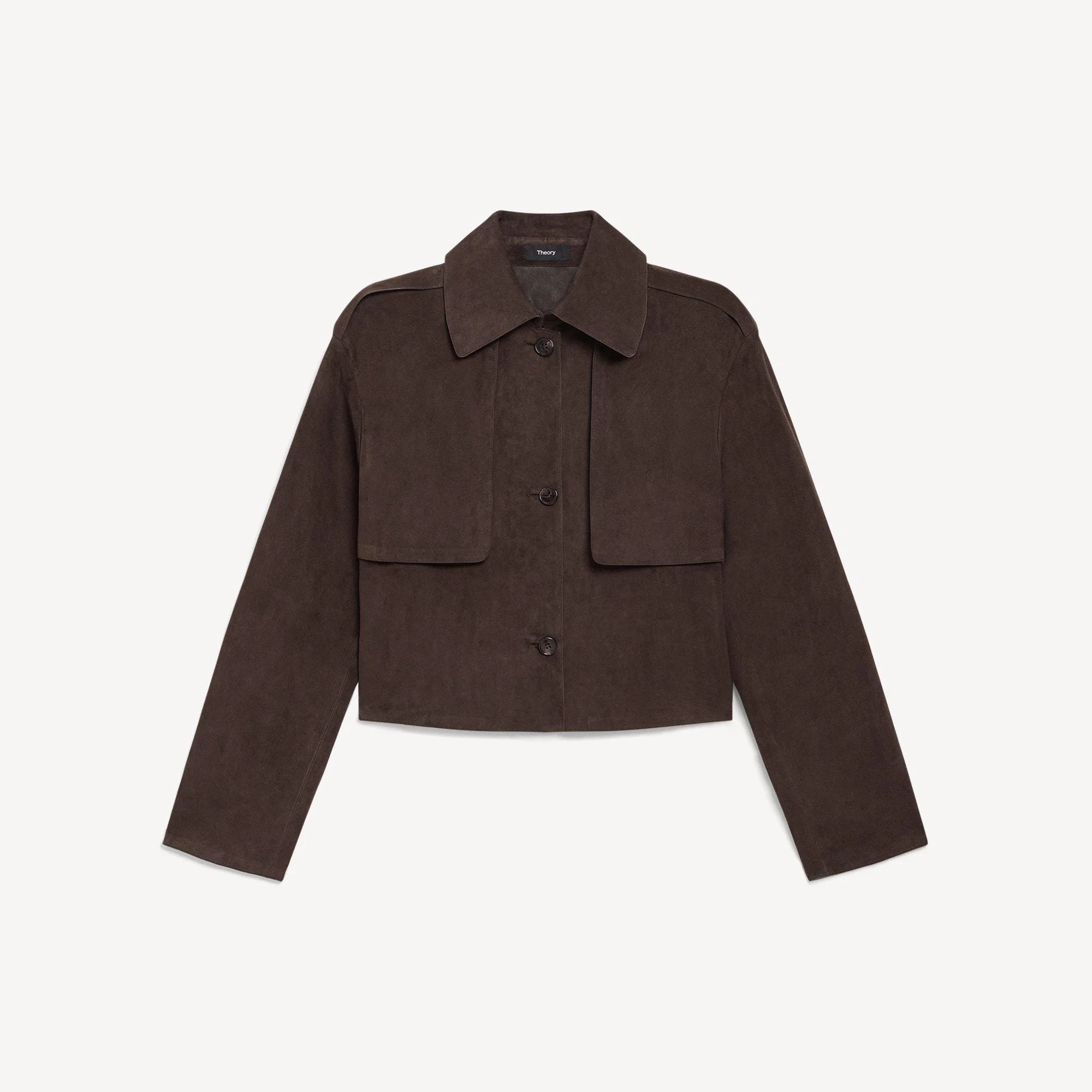 Cropped Trench Coat in Suede - 1