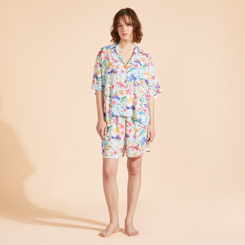 Women Viscose Bowling Shirt Happy Flowers 5