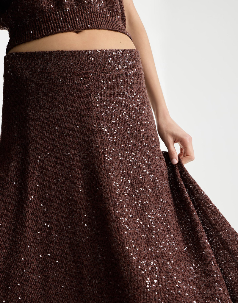 Linen, cashmere and silk dazzling texture knit skirt 4