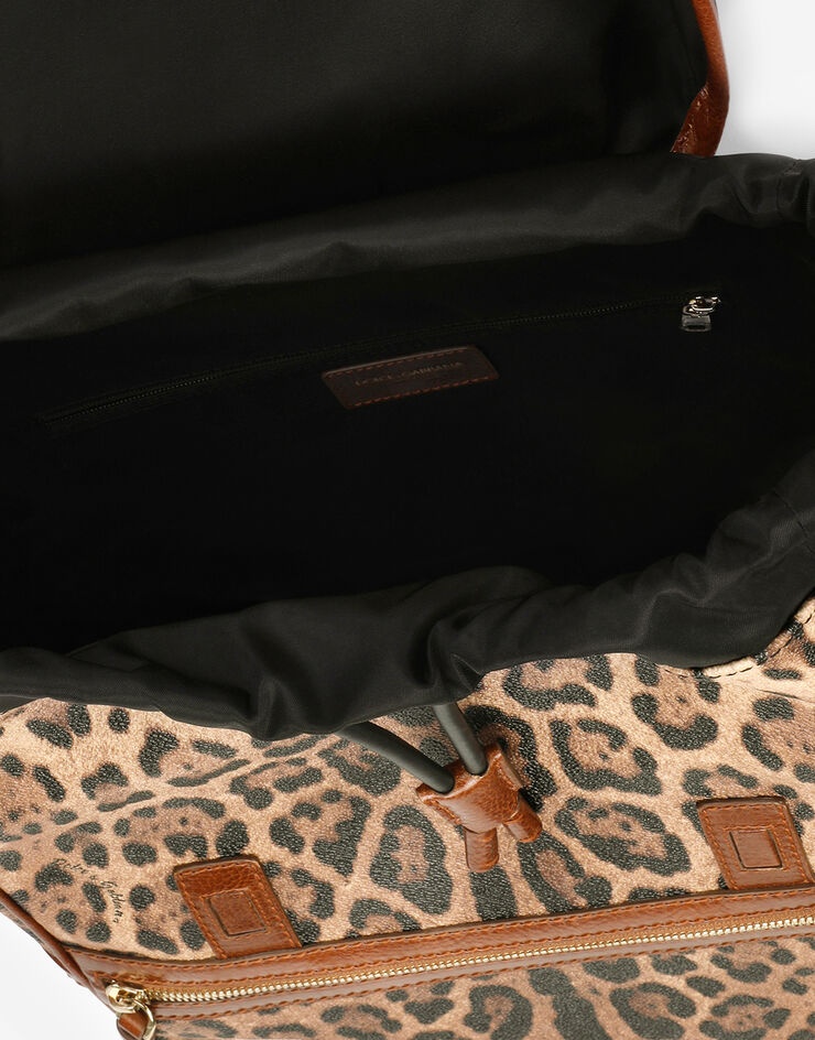 Leopard-print Crespo backpack with branded plate - 5