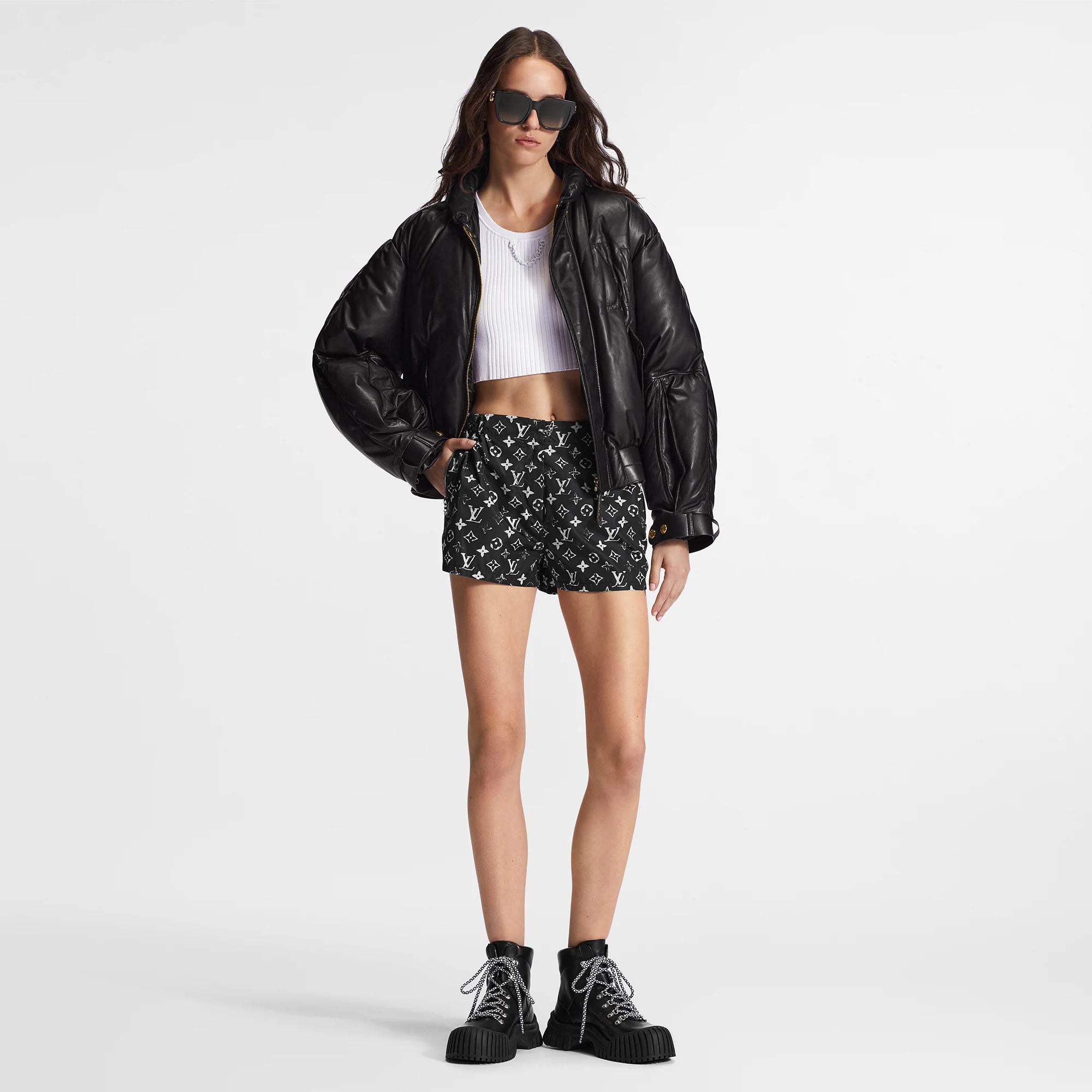 Stencil-effect Monogram Shorts - 4