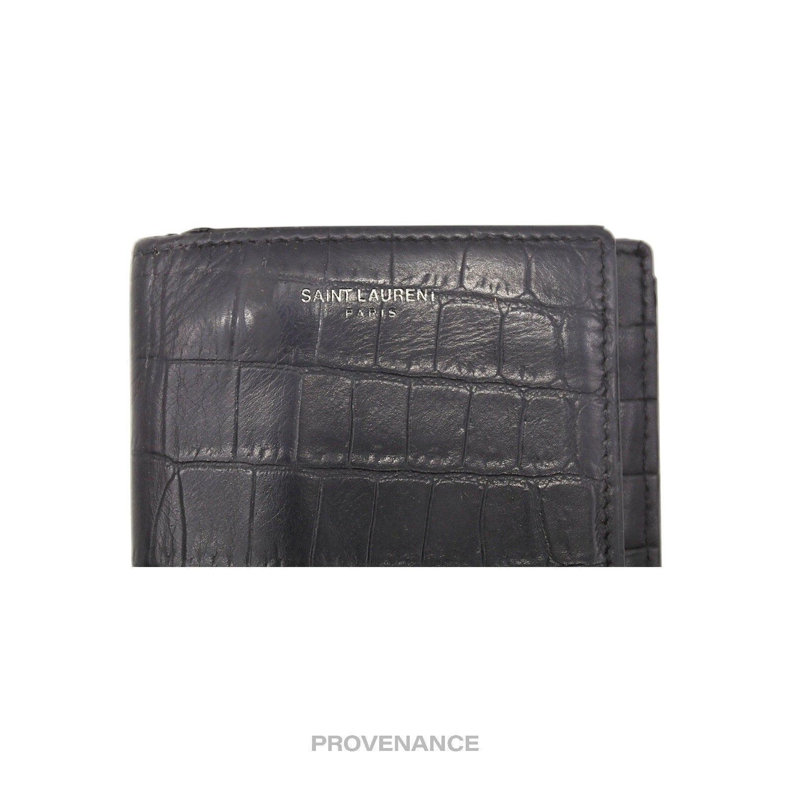 Saint Laurent Paris SLP Long Wallet - Black Croc Leather - 6