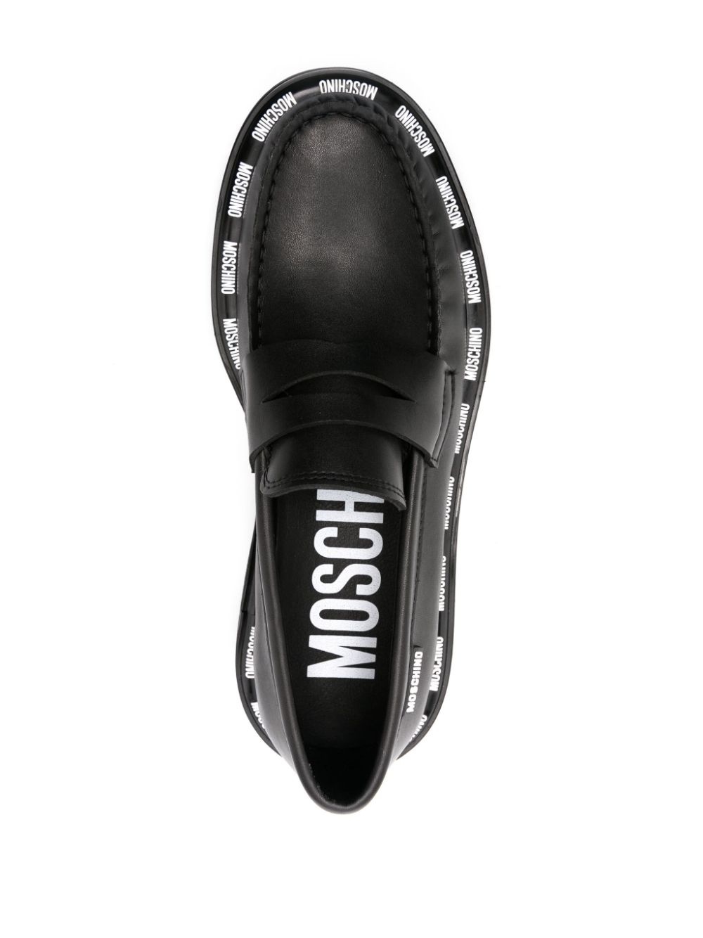 Moschino logo-plaque detail loafers - Black