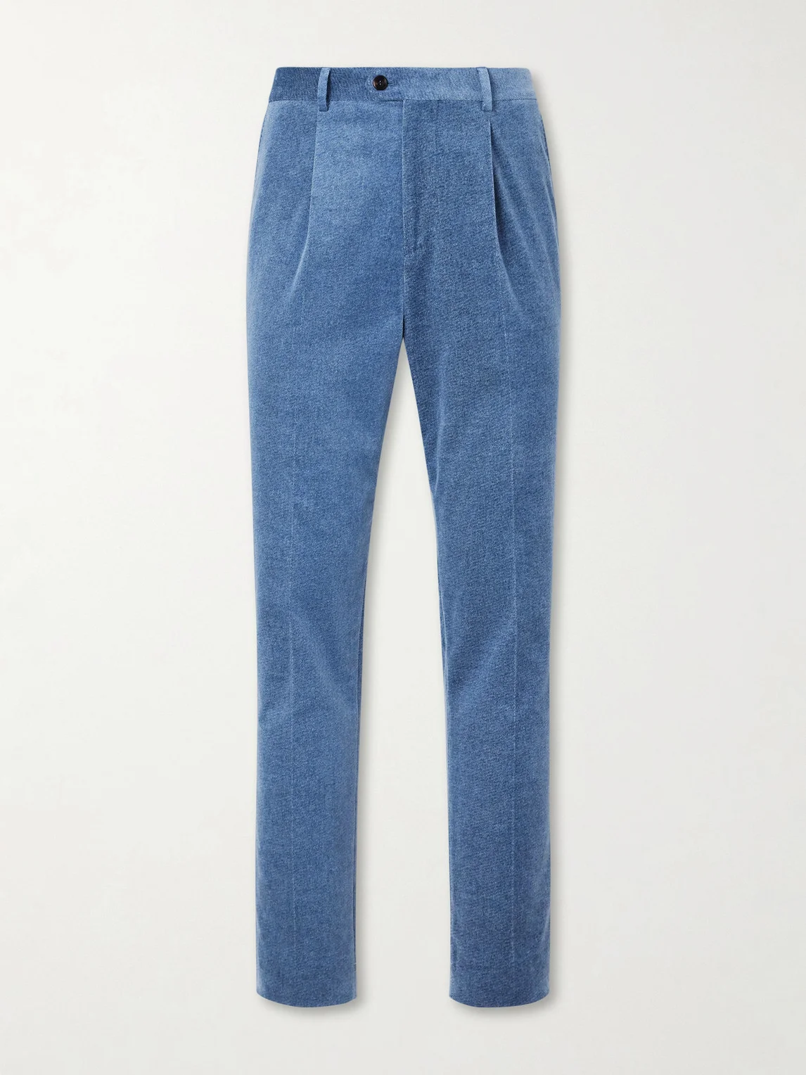 Straight-Leg Pleated Cotton-Velvet Suit Trousers - 1