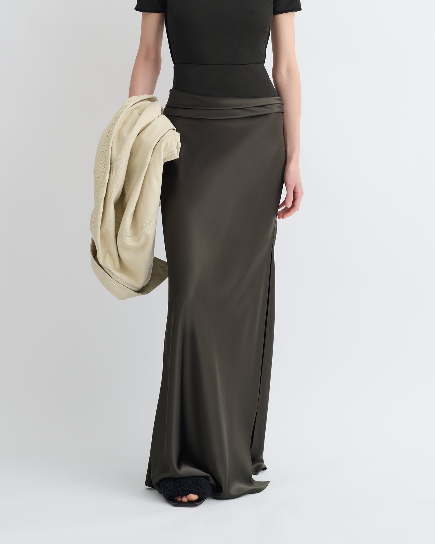 Mesh Jersey and Slip Satin Skirt - 4