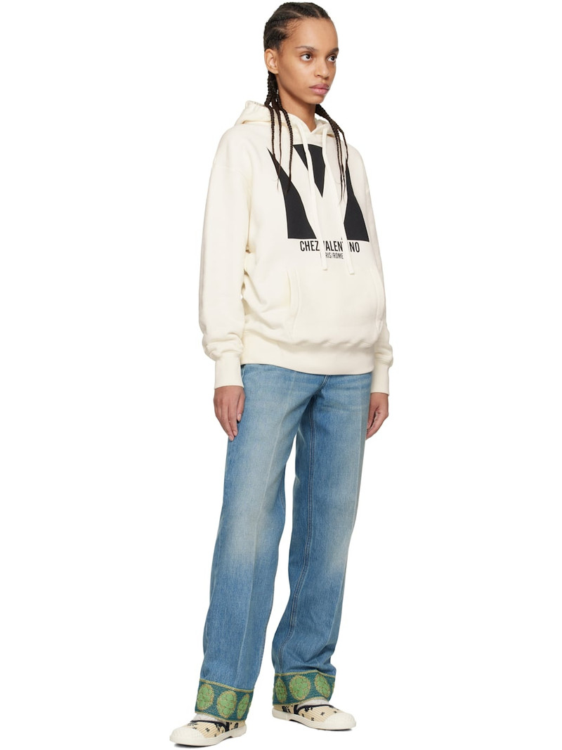 Off-White Cotton 'Chez Valentino' Print Hoodie 5