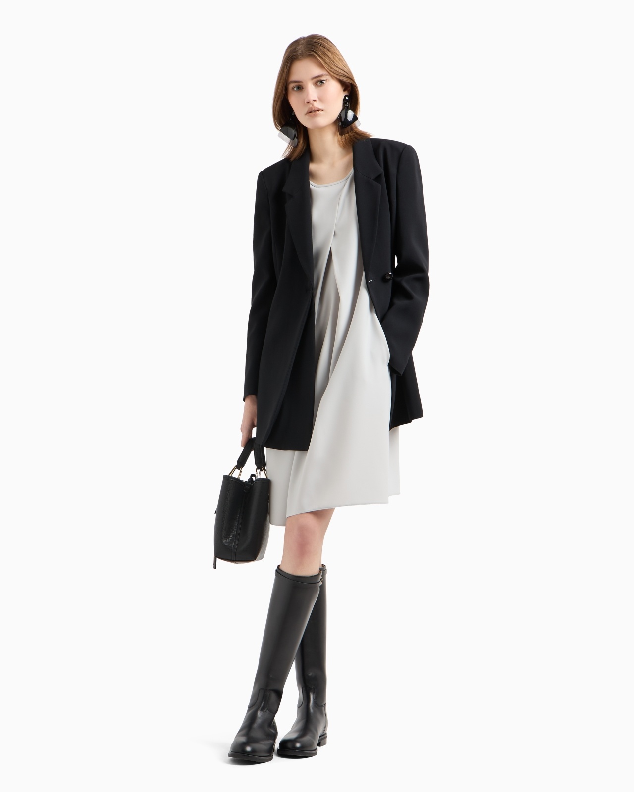 TECHNO CADY FLARED DRESS WITH OVERSIZED GODET PLEAT - 2