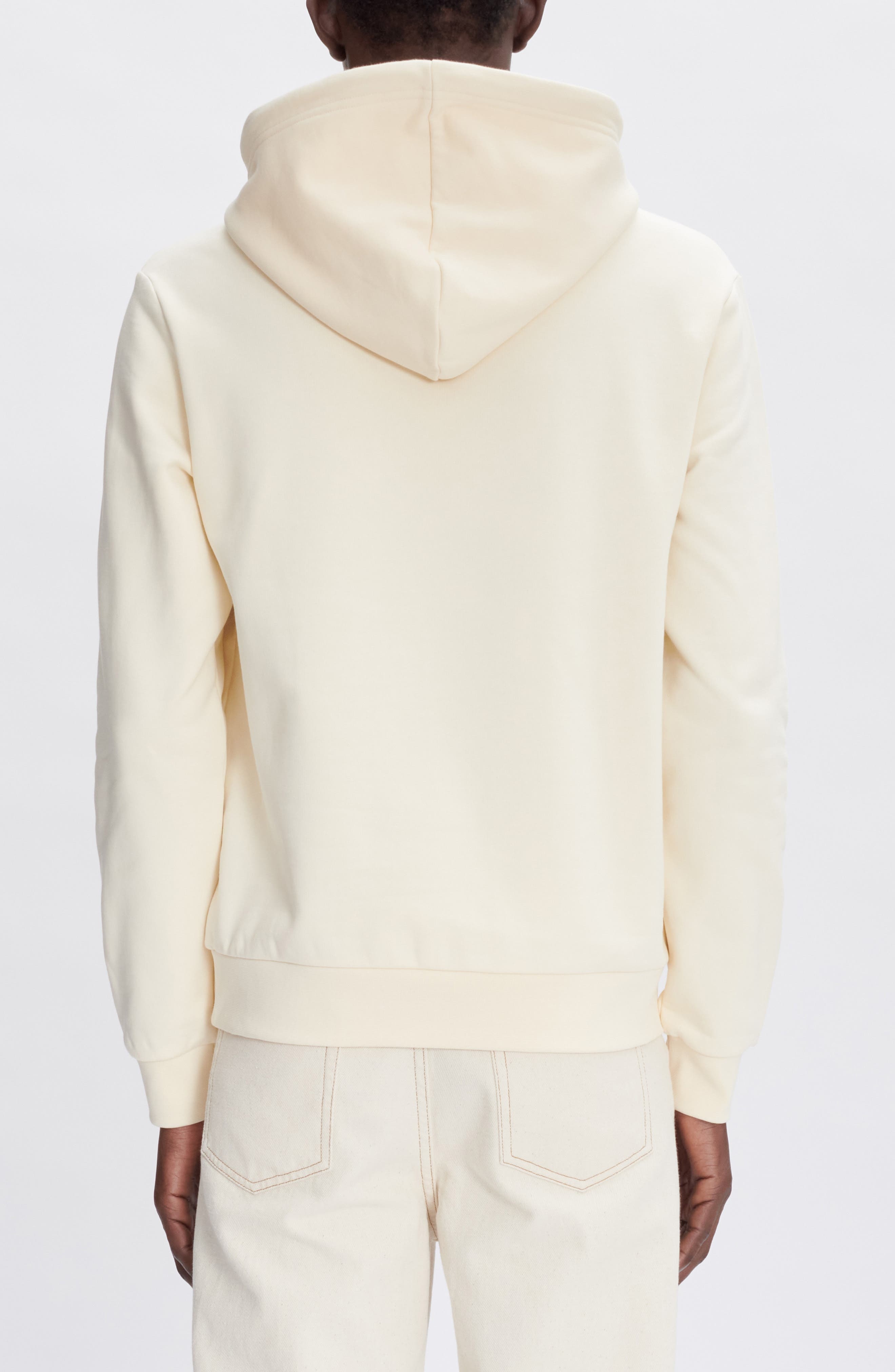 A.P.C. Rue Madame Embroidered Stretch Cotton Hoodie in Alj Ecru/kaki at Nordstrom - 2