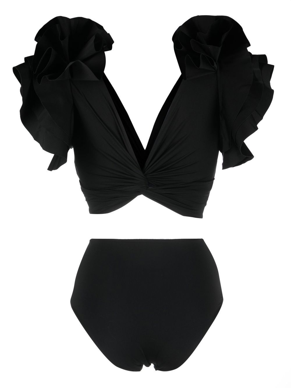 ruffled V-neck swimsuit - 2