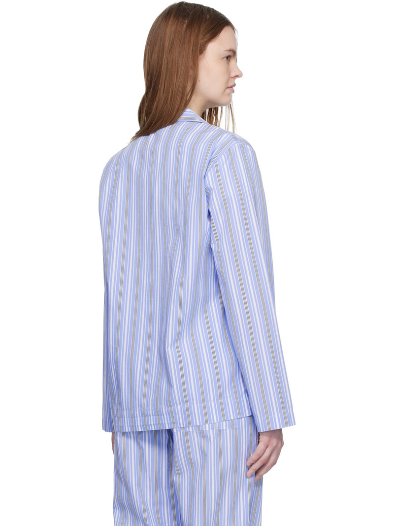 Blue & White Poplin Long-Sleeved Pyjama Shirt 3