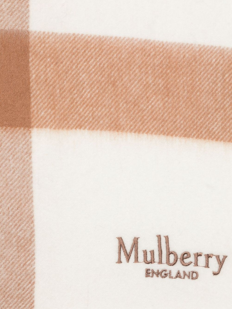 Mulberry logo-embroidered check-print scarf outlook